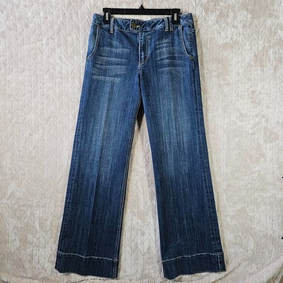 VTG Seven For All Mankind Wide Leg Jeans Womens 30 Retro Wide Cuff Preppy Y2K 90 - Picture 1 of 6